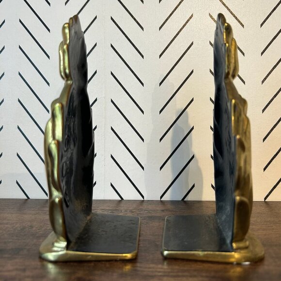 Set of 2 Virginia Metalcrafters Brass Newport Pineapple Bookends MCM Hospitality - Picture 10 of 13